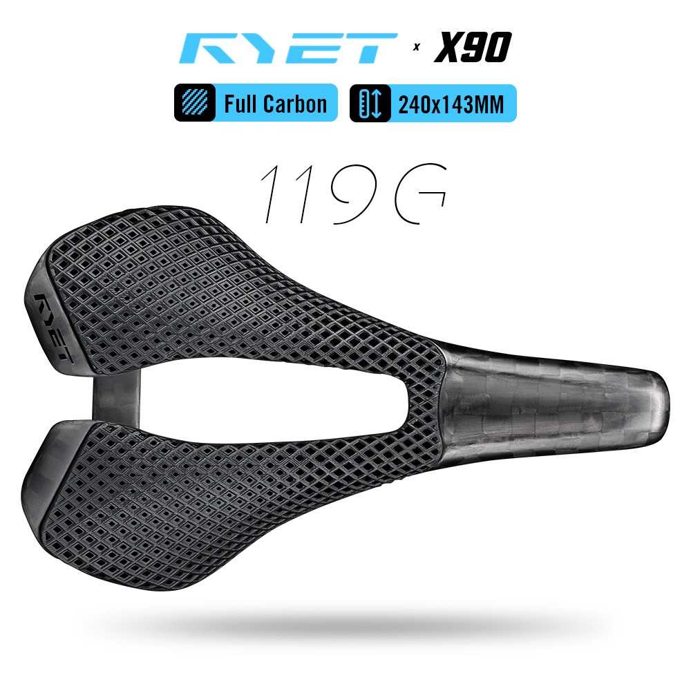 RYET Ultralight Carbon Bike Saddle 240x143mm 3D Printed Rail for Road MTB Gravel