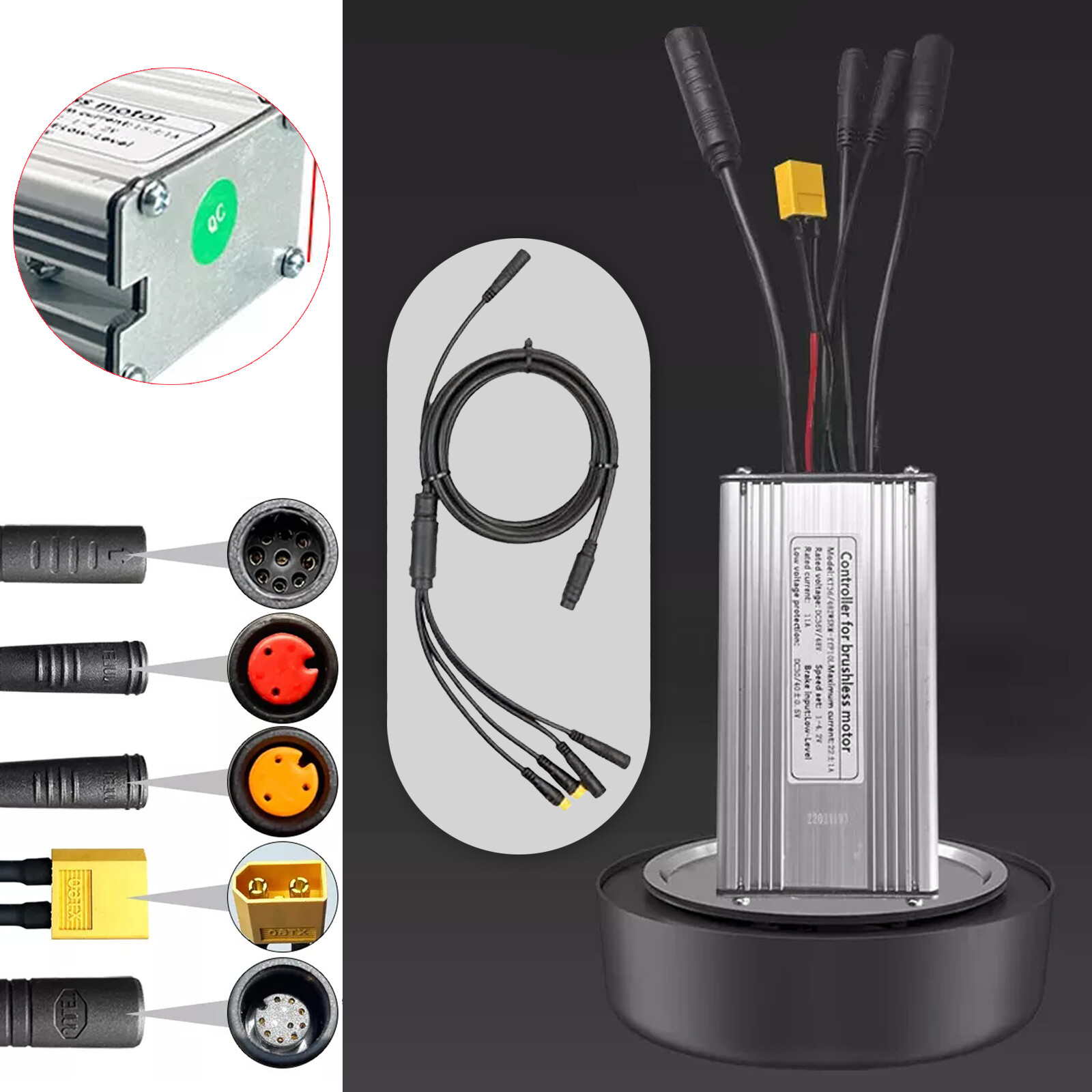 22A Squarewave DC 36V/48V 500W Waterproof 9 Mosfets Brushless E-bike Controller