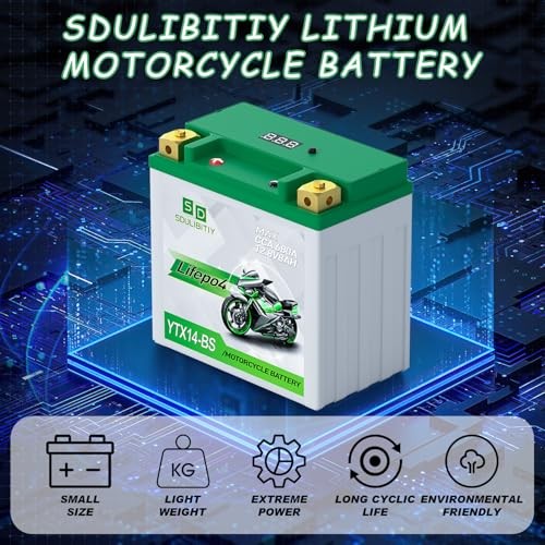 Lithium Motorcycle Battery LiFePO4 YTX14-BS 12.8V 8Ah 680CCA YTX14-12V 8AH