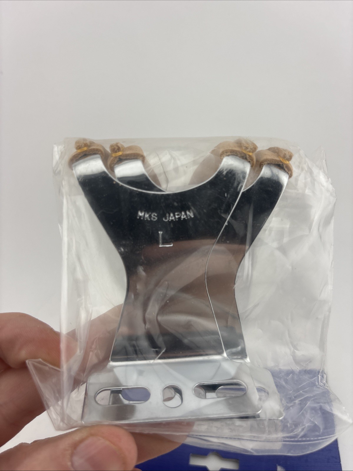 Vintage MKS Toe Clips Leather Large L NOS Japan Set Chrome