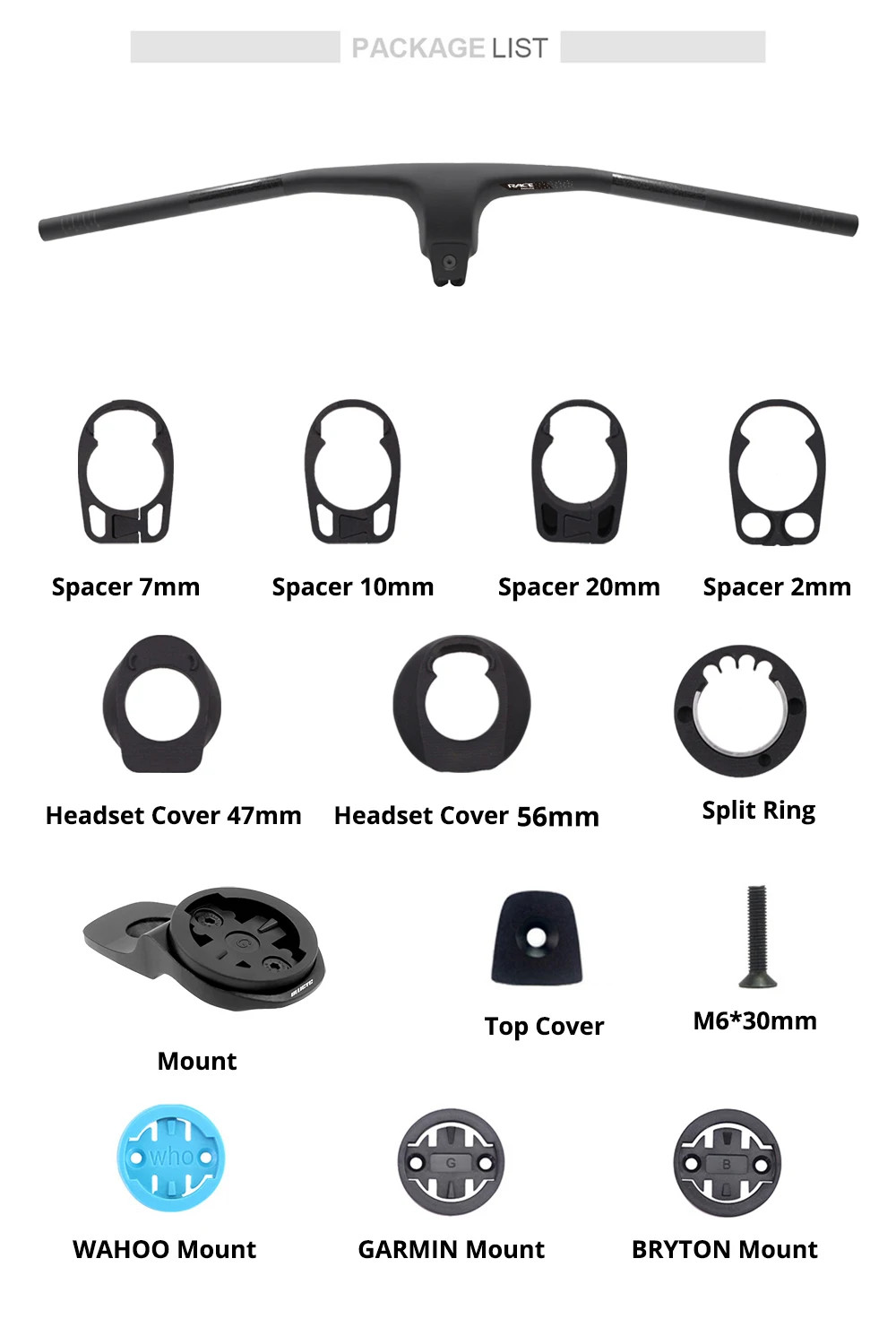 Full Carbon Fiber Mountain Bike Integrated Cockpit -30 Degree Internal Cable