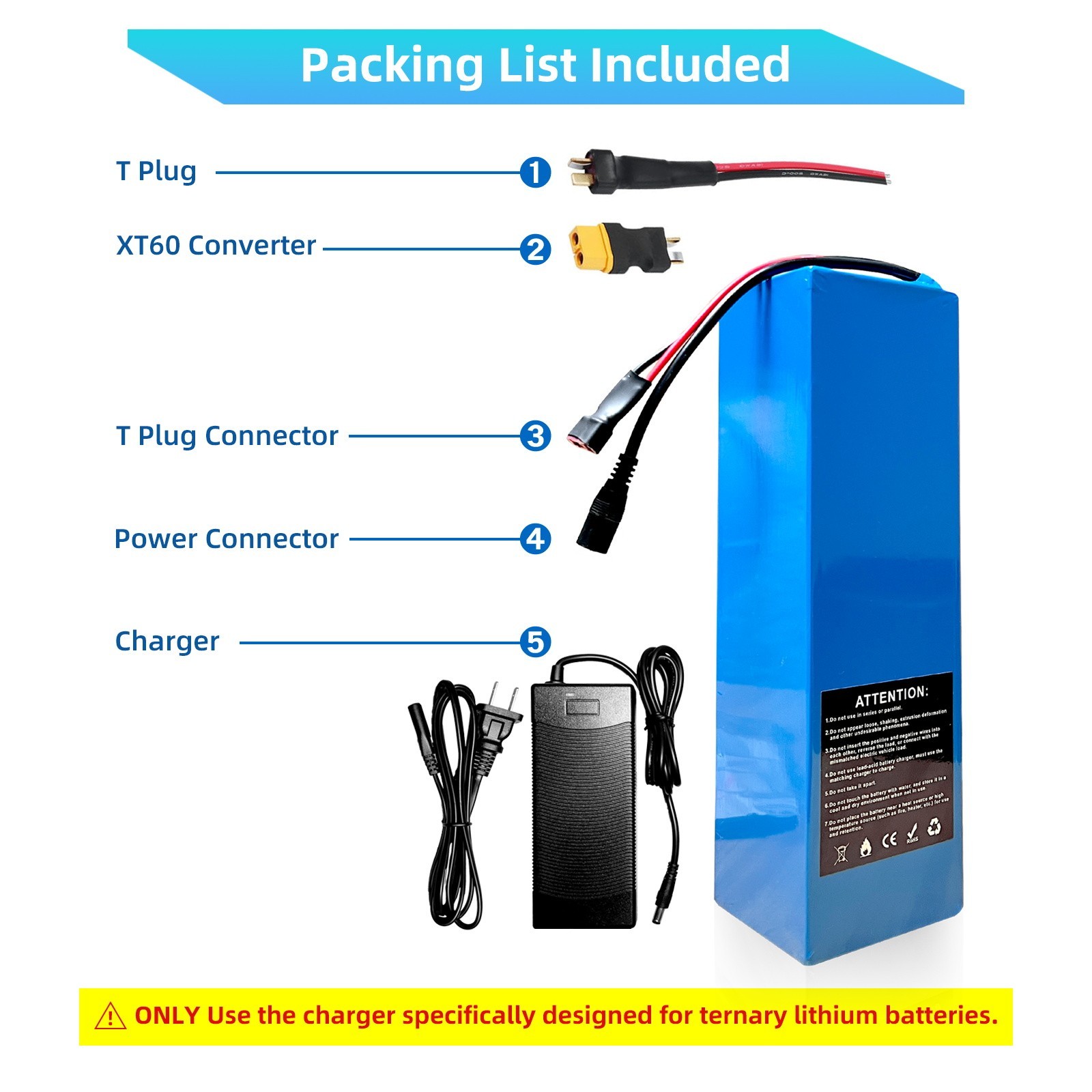 ORBEE MARTIN 48V 18Ah Rechargeable Battery, Lithuim Battery,XT60 Connector DIY