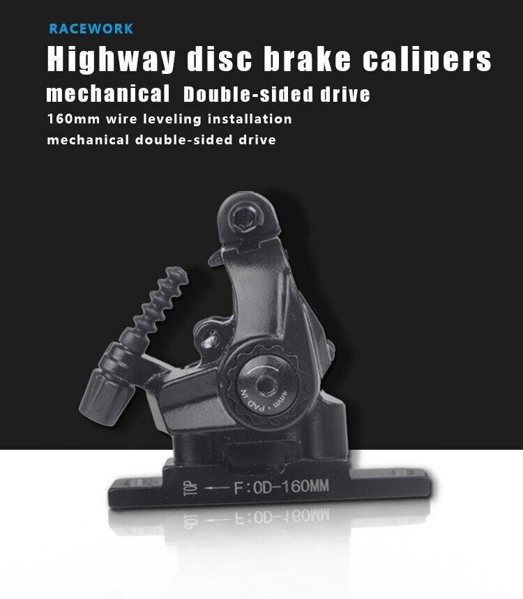 Racework Road Bike 2-Sides Bicycle Disc Caliper Flat Mount Mechanical Disc Brake