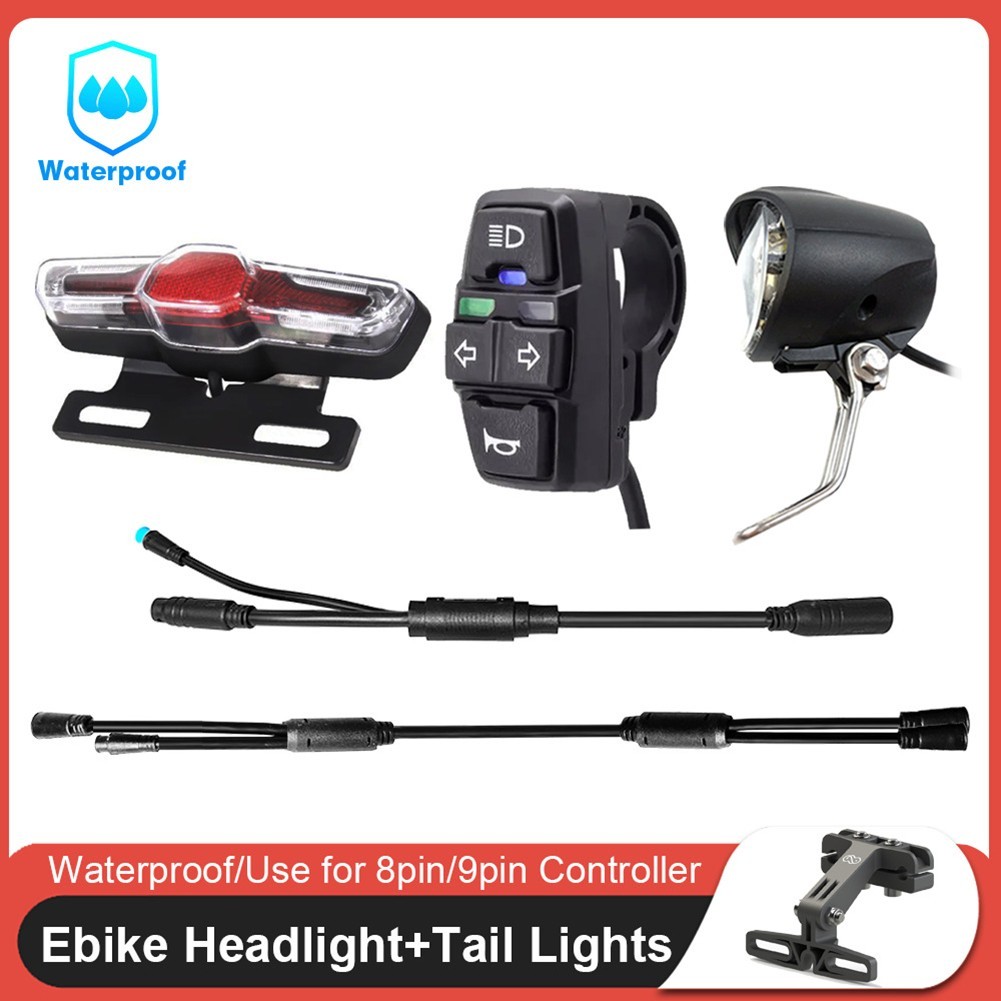 Ebike Waterproof Light Set with Headlight Taillights and Cable Integration