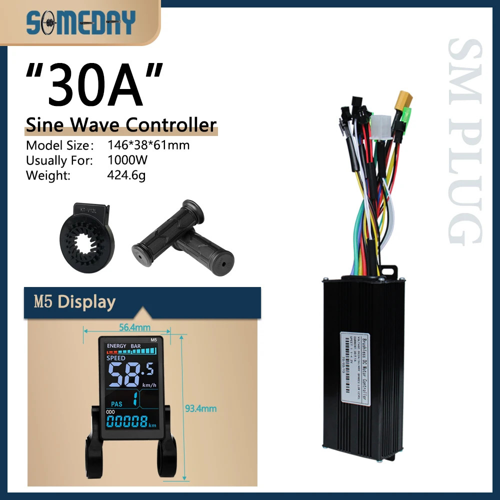 15A-40A 24V-48V Three-Mode E-bike Sine Wave Controller for 250W-1000W Hub Motor