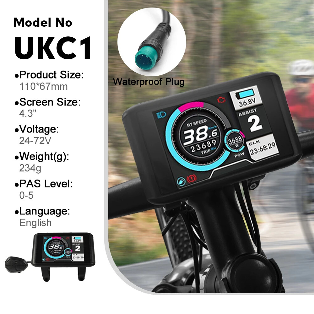E-bike Display 24V/36V/48V/60V/72V Waterproof/SM Plug for E-bike Conversion Kit