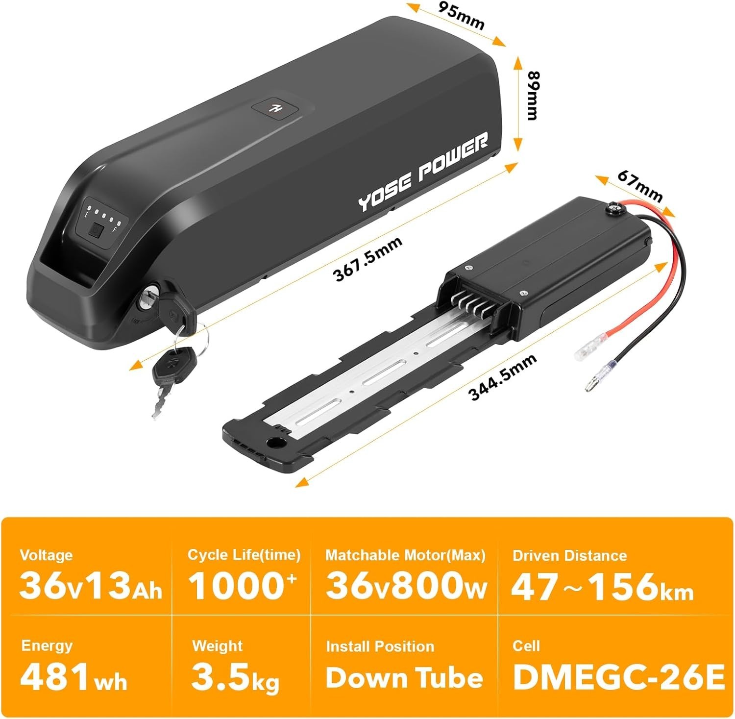 NEW Jasion Electric Bike Battery 36V 13Ah for EB5 Ebike Battery Replacement 36V