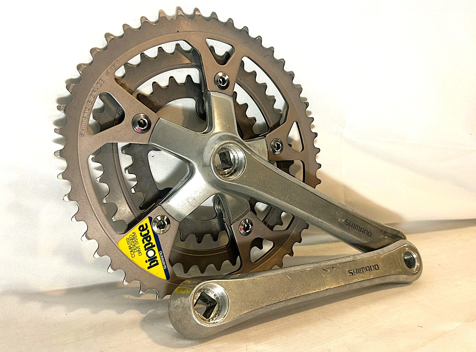 Vintage SHIMANO FC-B124 triple crankset mountain bike mtb biopace deore race xc