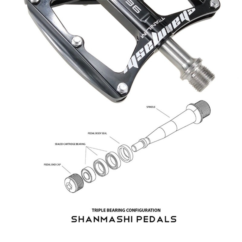 SMS Ultralight 9/16″ Titanium Flat Bicycle Pedals MTB Road Bike Pedals 3 Bearing