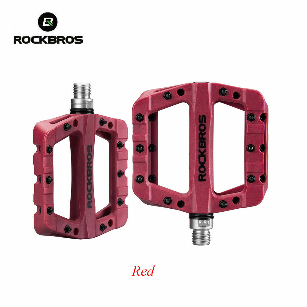 ROCKBROS Bike Nylon Pedals Non-Slip Light & Wide Platform Pedals 9/16″DU Bearing