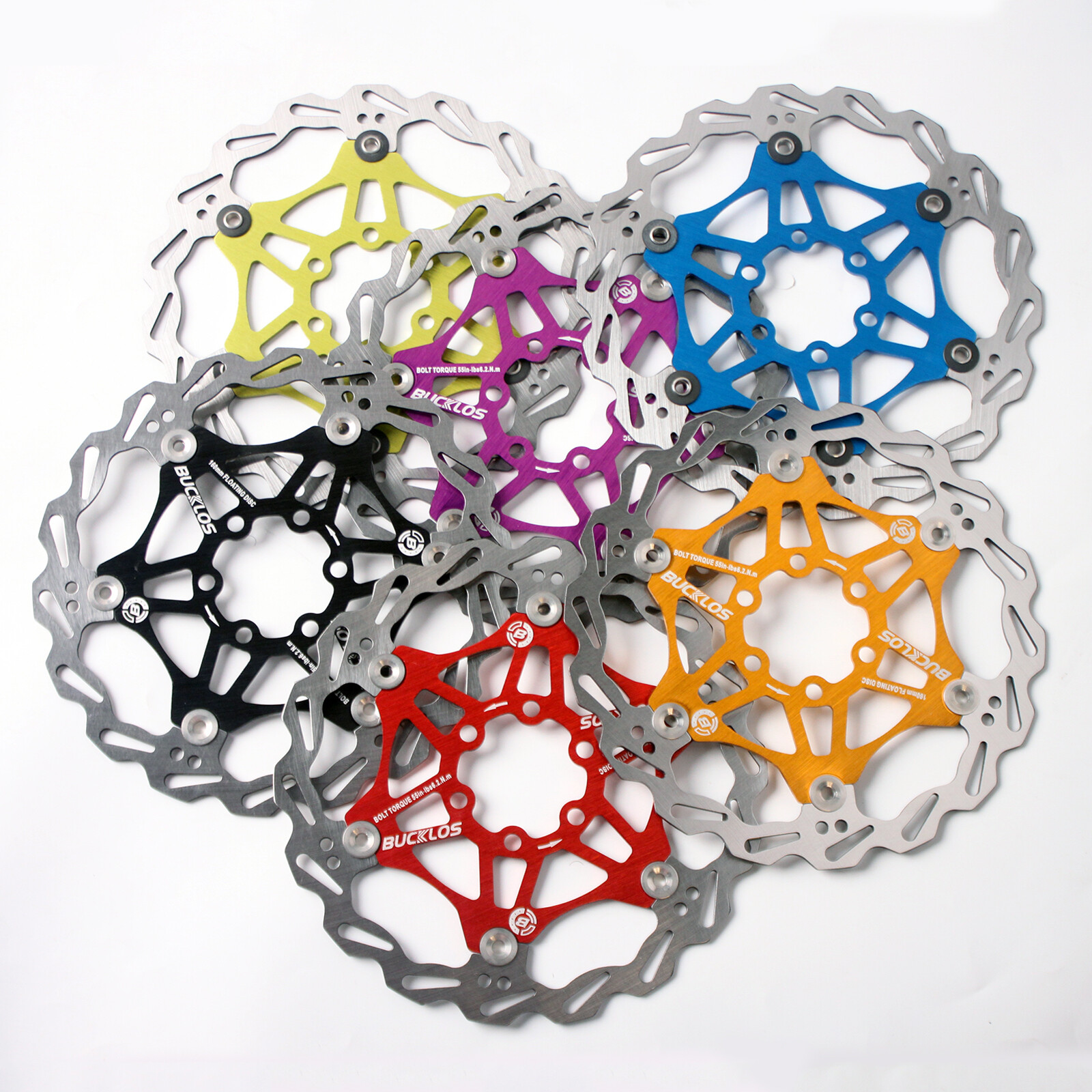 BUCKLOS MTB Bicycle Floating Disc Brake Rotors 160/180/203mm PM/IS Brake Adapter