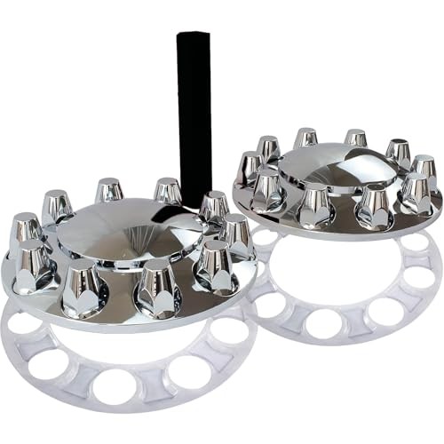 33mm Chrome Front Axle Wheel Cover Set for Semi Trucks ABS Plastic Standard