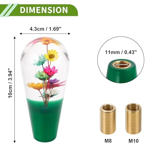 Flower Shift Knob Universal Gear Shifter Knob Acrylic Stick Shifter Lever Green