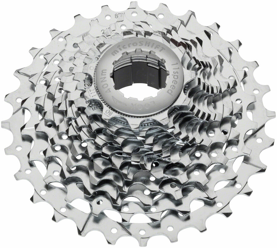 microSHIFT G11 Cassette – 11 Speed 11-28t Silver Chrome Plated With Spider