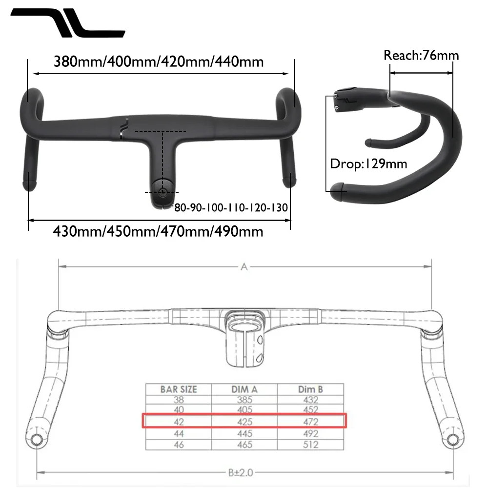 -7 Degree Carbon Integrated Road Bike Cockpit Full Internal Routing 28.6mm Clamp