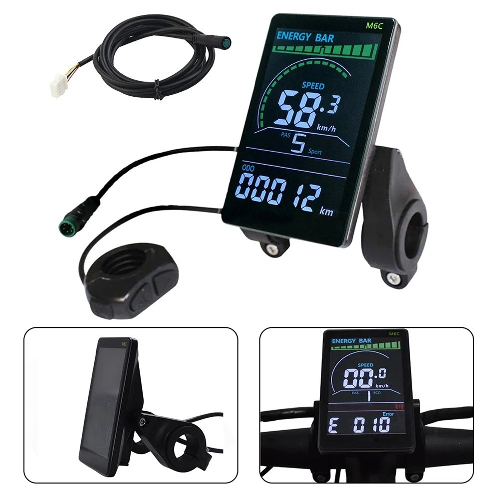 M6C Electric Bike Colorful Display LCD Screen+ SM/WP Plug For E-bike Scooter US