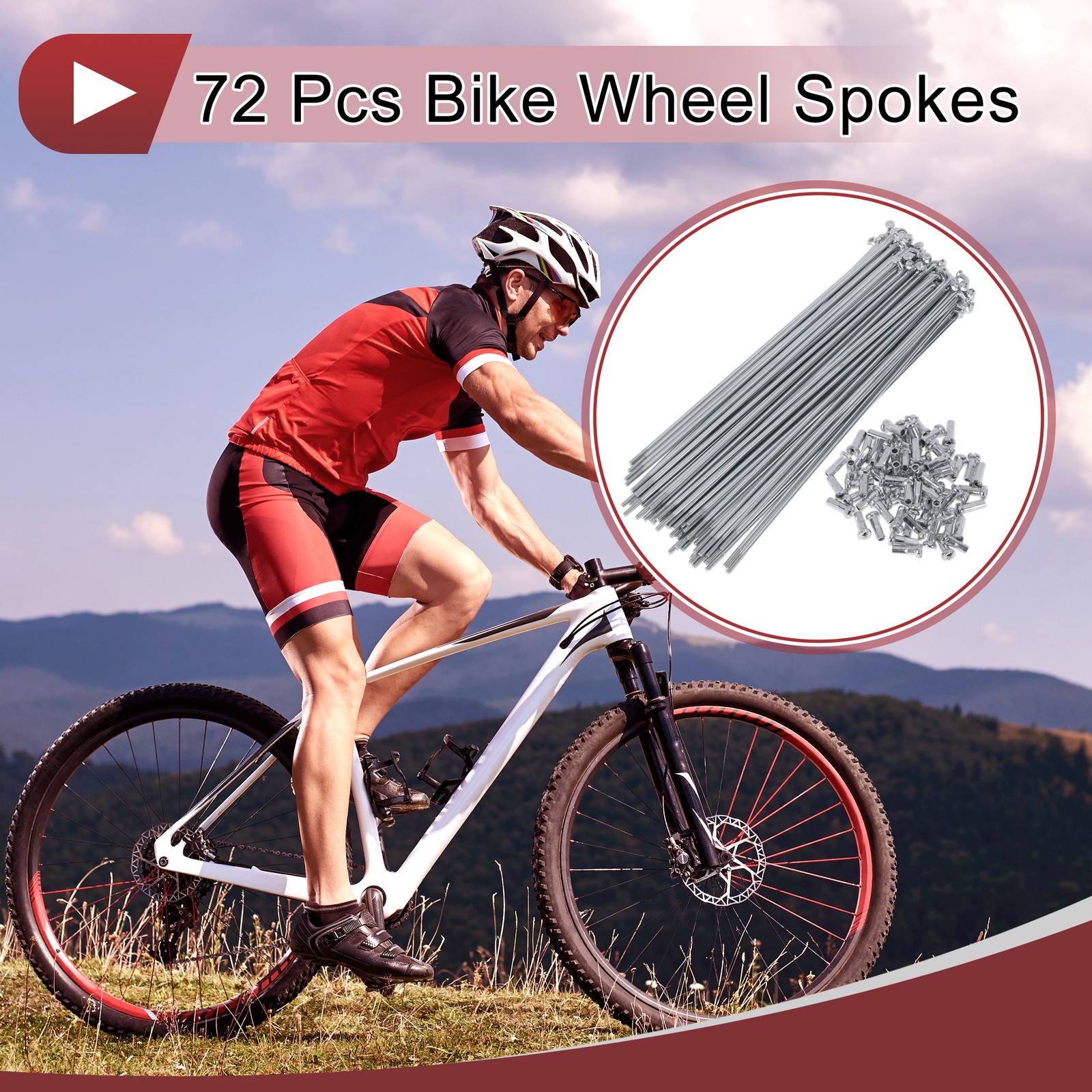 72 Set 14G Bicycle Spokes 145mm Bike Wheel Spokes Carbon Steel Galvanized