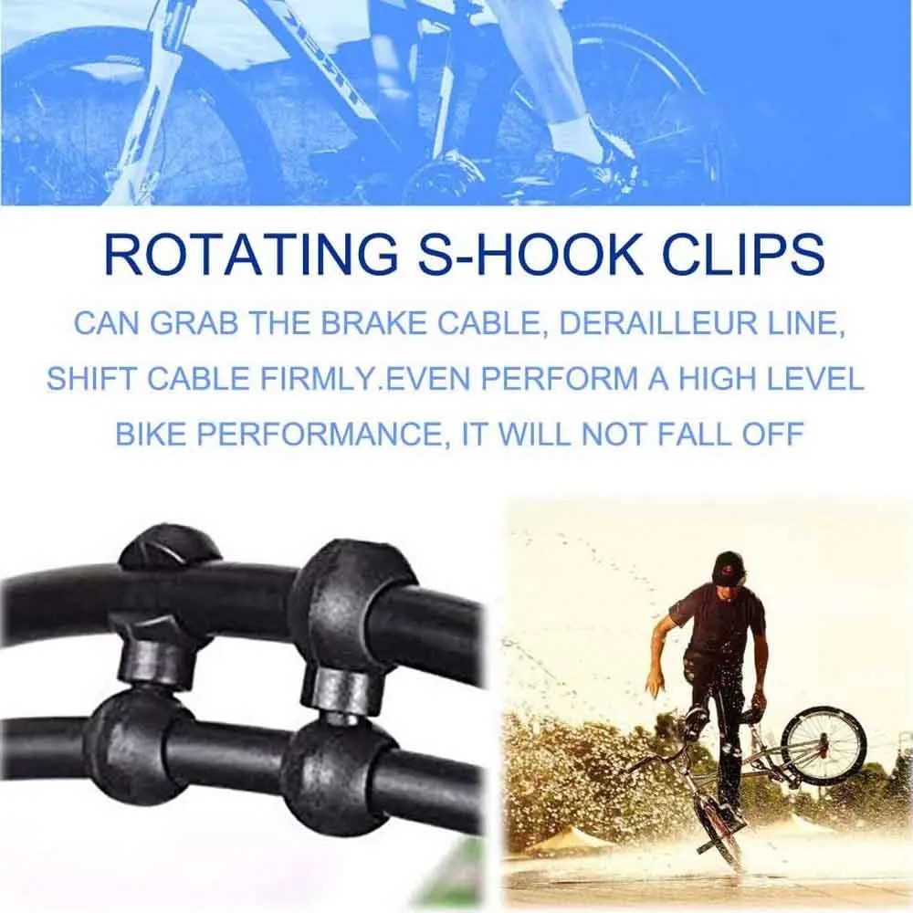 Universal Bicycle Cable Clip S Hook Rotating Wire Hose Organizer 10PCS