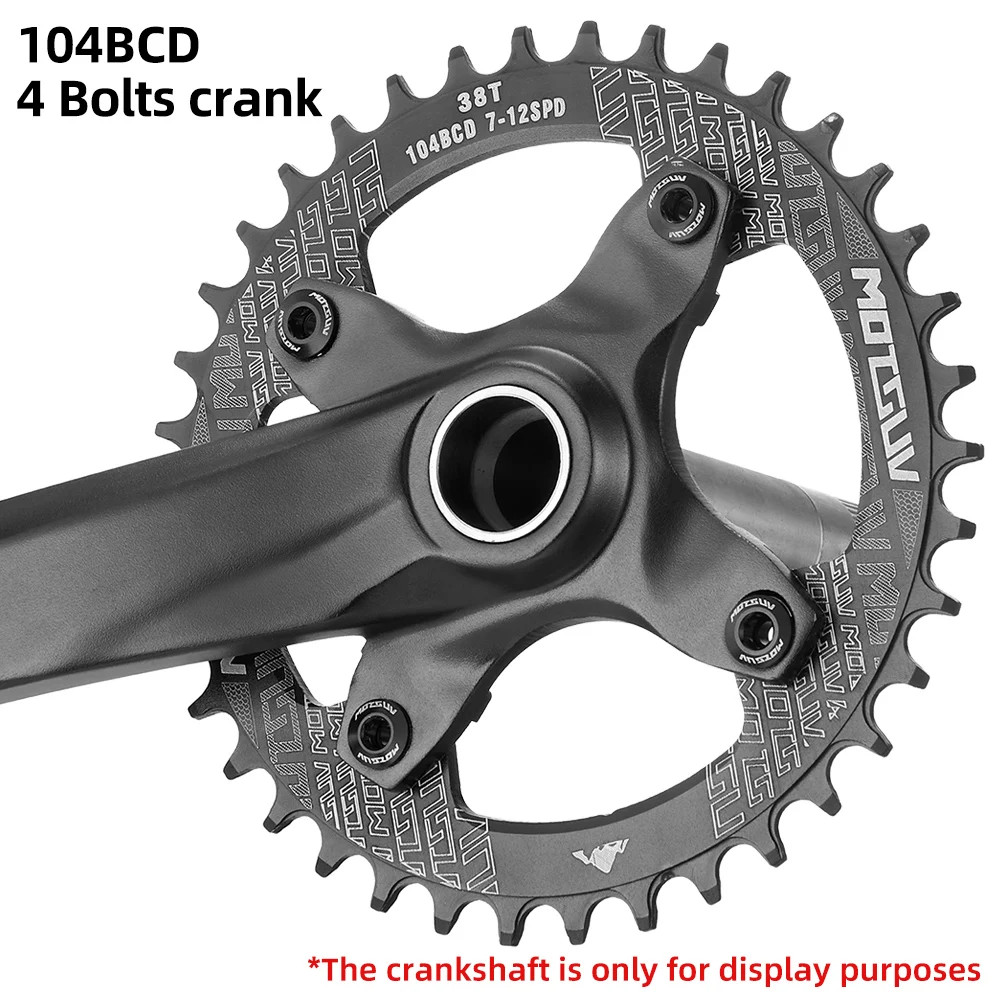 104BCD Narrow Wide Chainring 32T-38T Round MTB Aluminum Bike Crankset