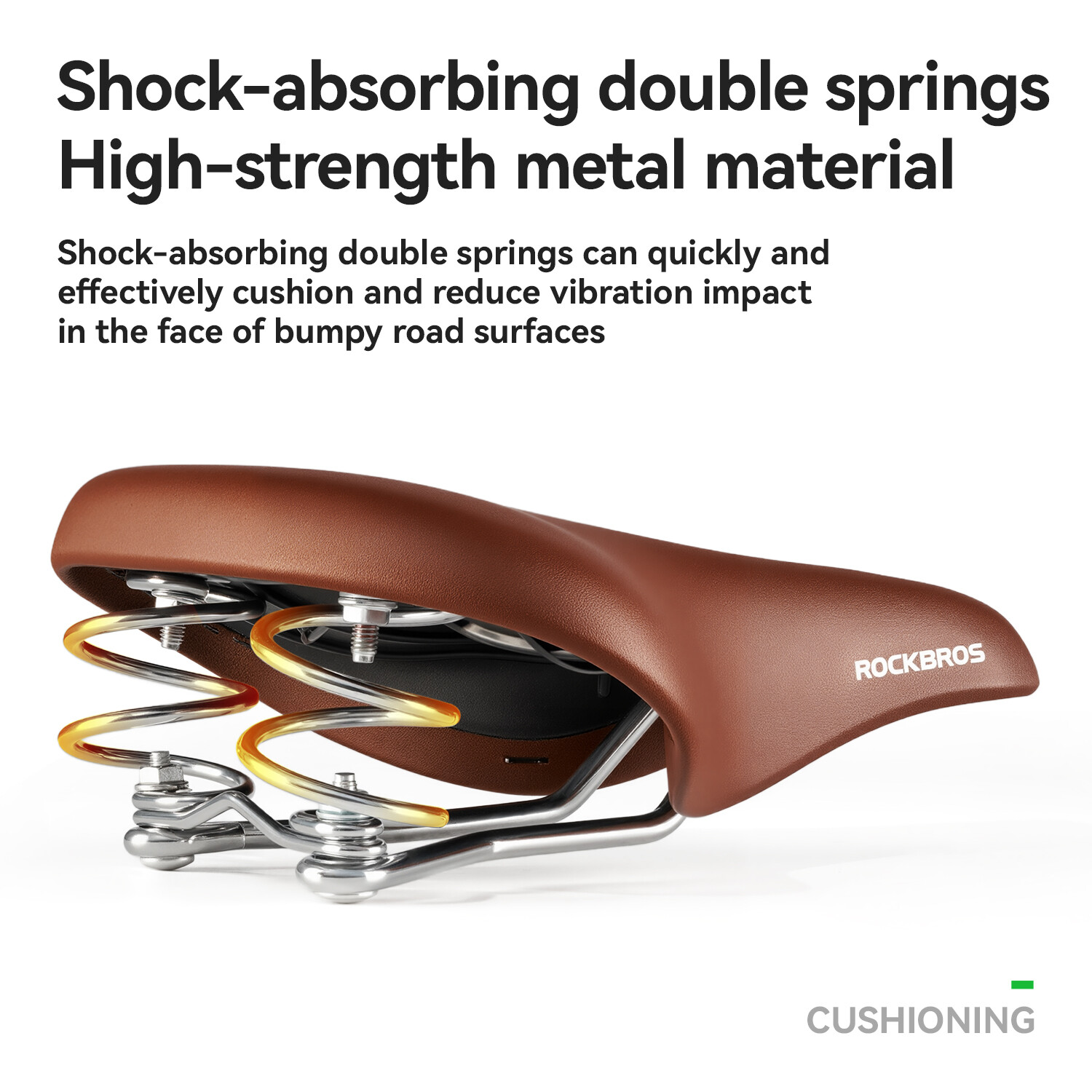 ROCKBROS Wide Saddle-Comfort Seat-Steel Spring &Elastomer Suspension-Memory Foam