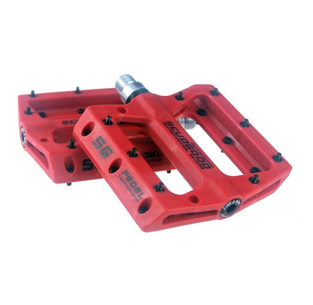 Road MTB Mountain Bike Fixie Bicycle Pedal Bearings Flat Pedals Polyamide Red