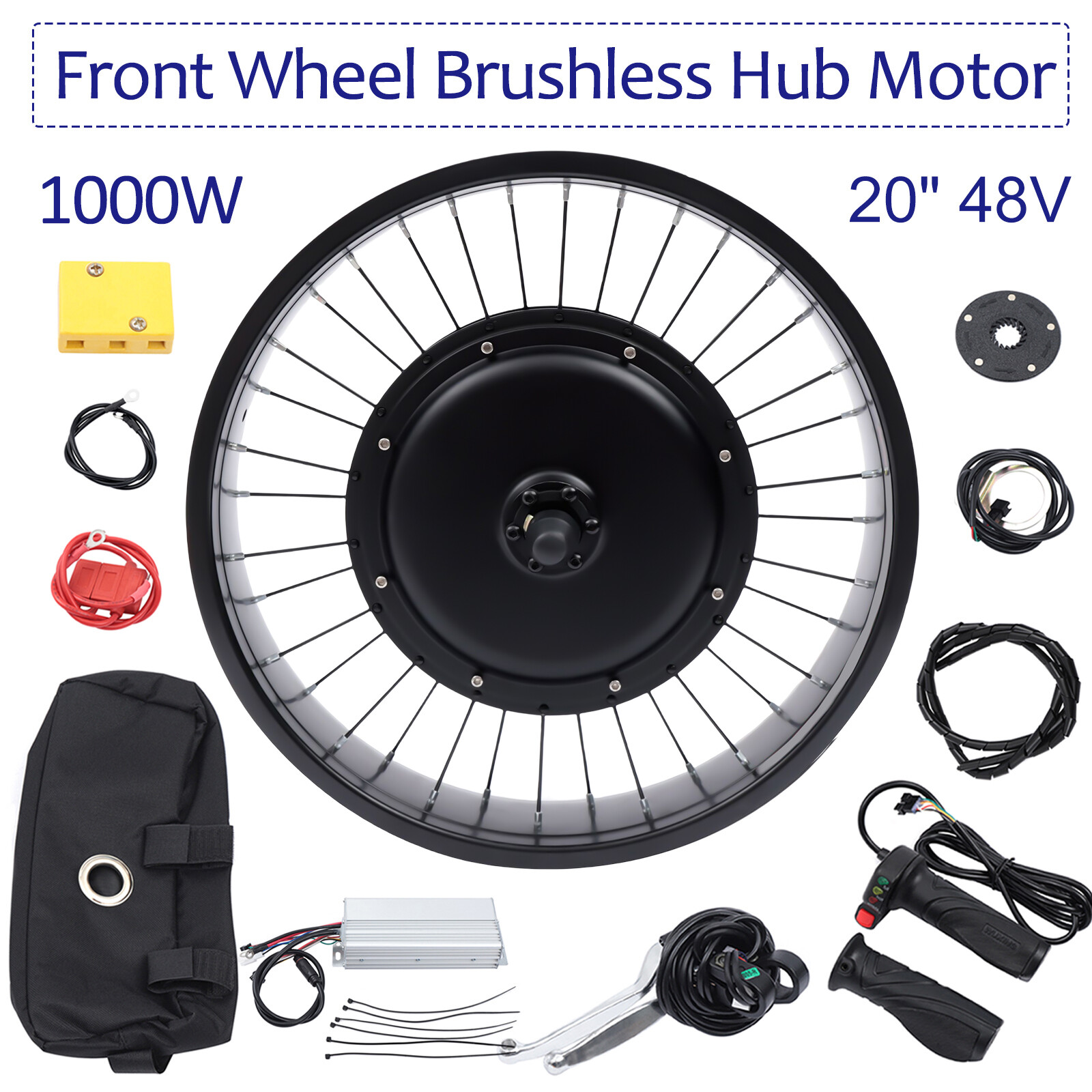 20″ 48V 1000W Electric Bicycle Hub Motor E-Bike Conversion Kit Front Wheel 20×4″