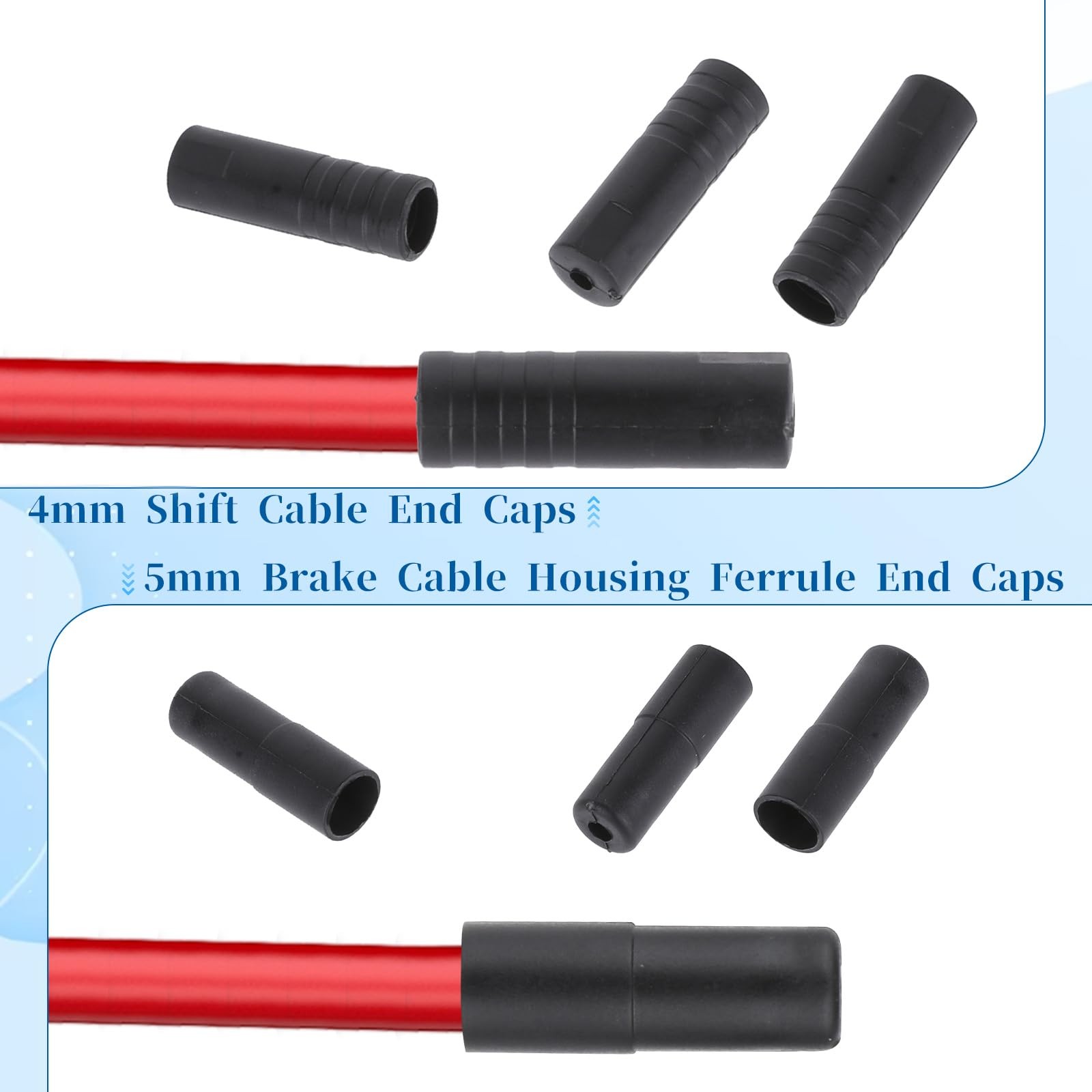 50 Pcs Bike Cable End Caps Black Plastic 4 Millimeters Repair Accessories