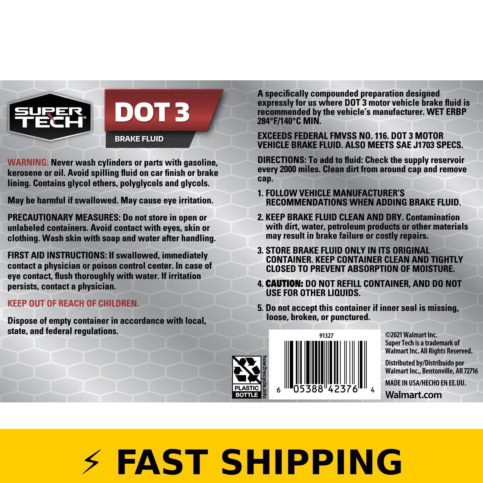 Super Tech DOT 3 Synthetic Brake Fluid 1 Gallon – Automotive Use