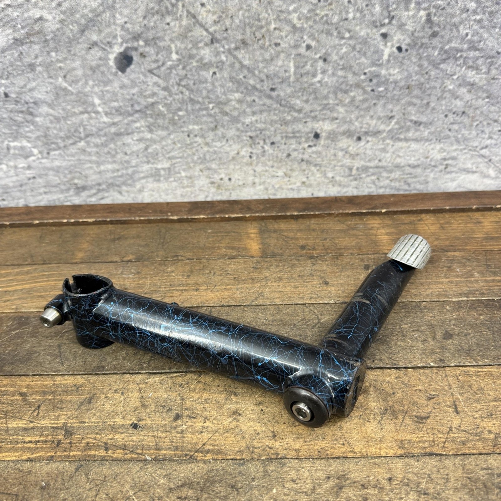 Vintage GT Quill Stem Blue Crackle Splatter 25.4 Quill 25.4 Clamp 80s MTB Cafe