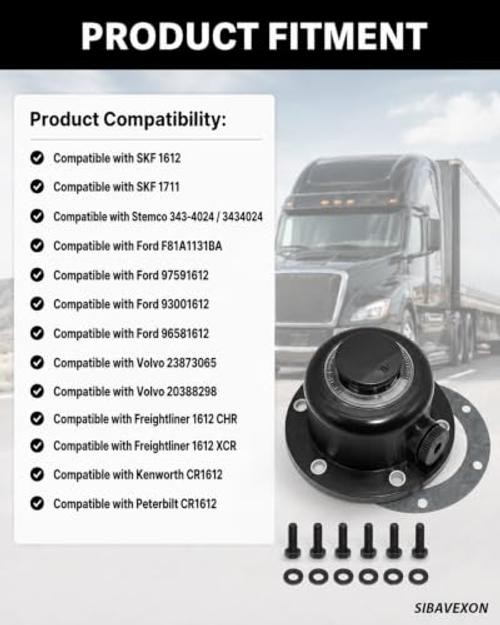 2 Pack Steer Axle Hub Caps, Black, 4.5 in, Replaces 343-4024 1612 1711 | Bolt