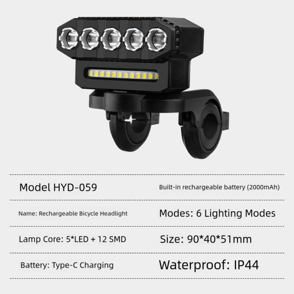 LED Bicycle Front Light with Waterproof Front Headlamp for Outdoor Cycling