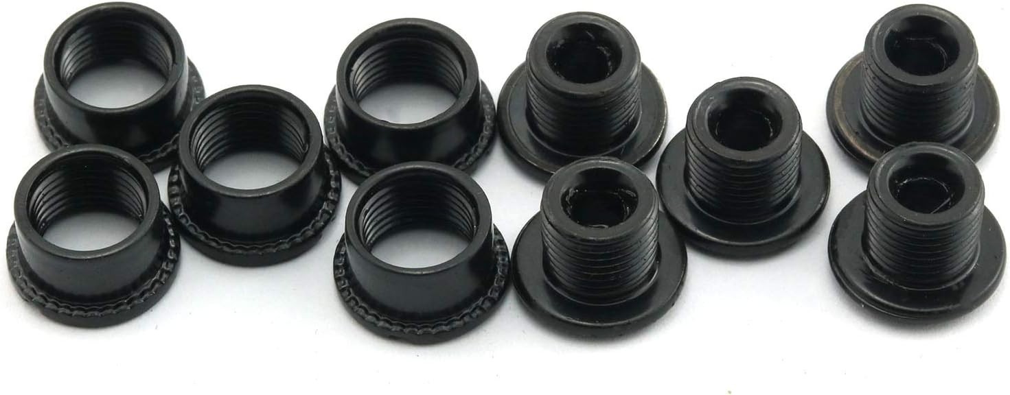 Durable MTB Chainring Fixing Bolts – Set of 5 Black 4.9mm High Strength Steel