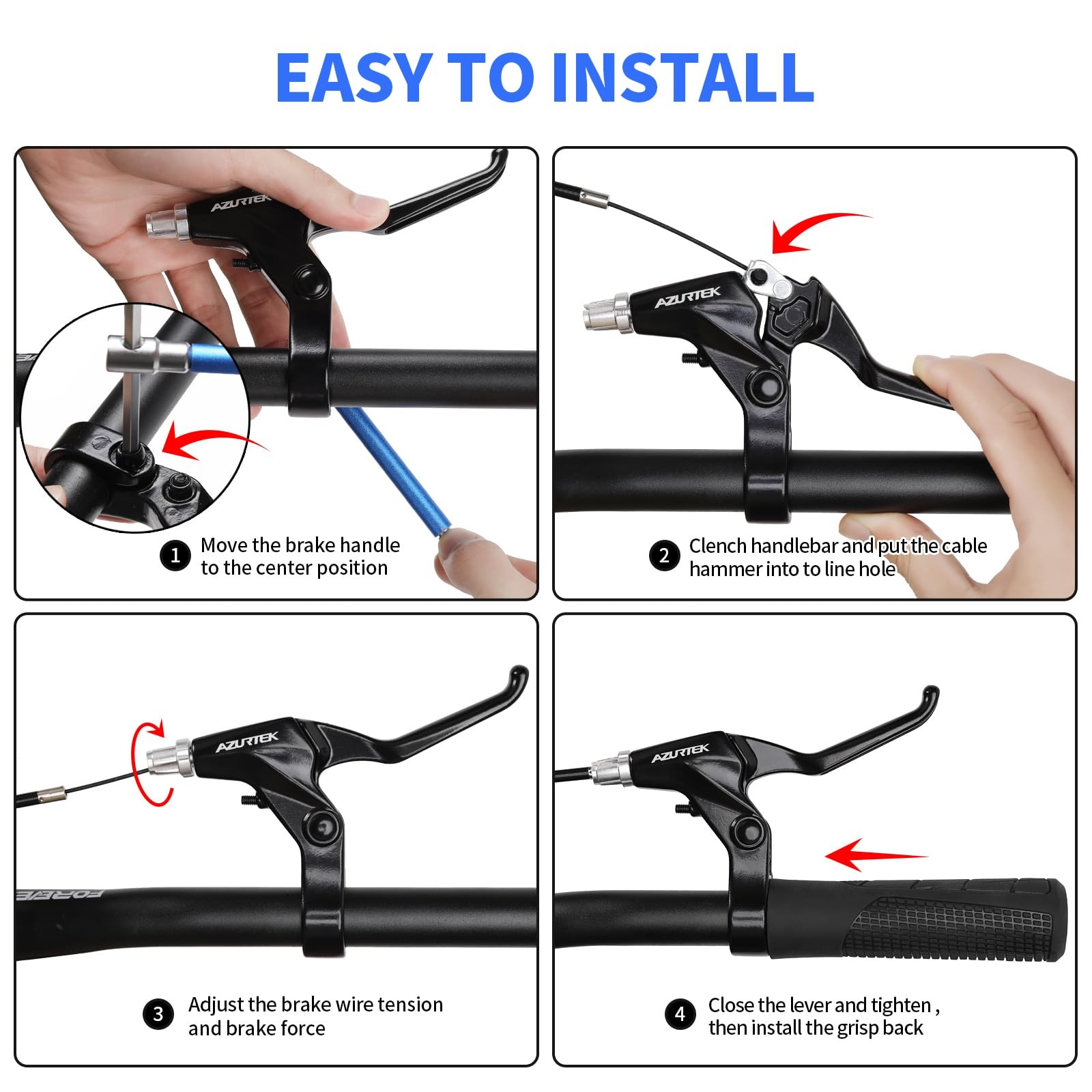 Bike Brake Lever Set, 1 Pair Aluminum Alloy Levers with 2 Sets Brake Cable & …