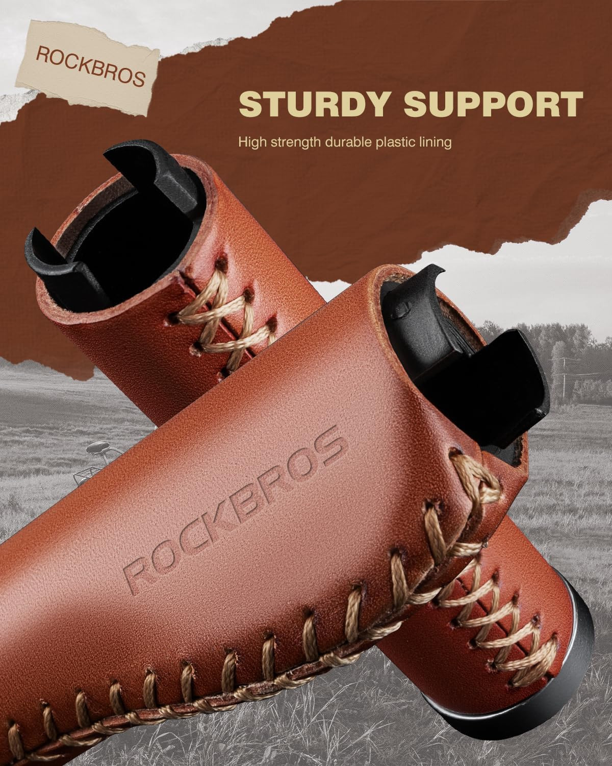 Leather Bike Handlebar Grips for 22.2mm Vintage Mountain Bike Folding Bicycle fo