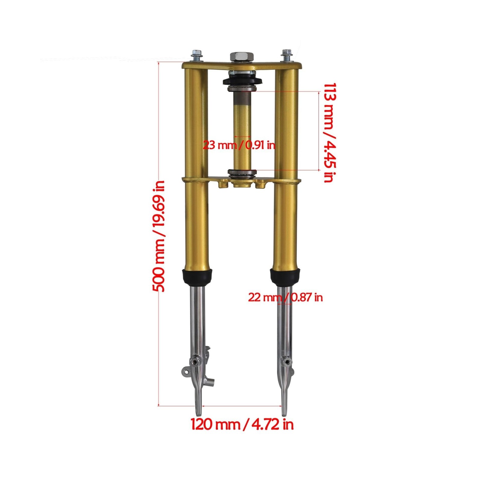 Front Fork Suspension Shock Assembly 19.69 Inch 500mm Length 0.91 Inch 23mm D…