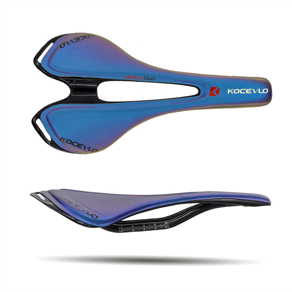 KOCEVLO Leather Carbon Fiber Saddles Oval Rail Seat 270*143mm For MTB Road Bike