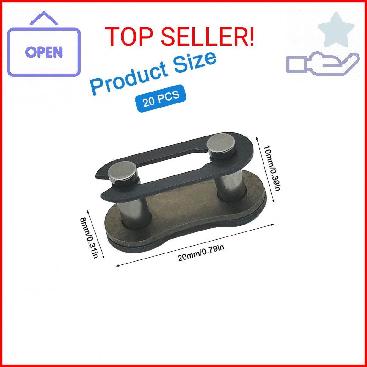 AYWFEY 20 Pairs Bike Chain Master Link for 6/7/8/9/10 Speed Chains, Bicycle Bike