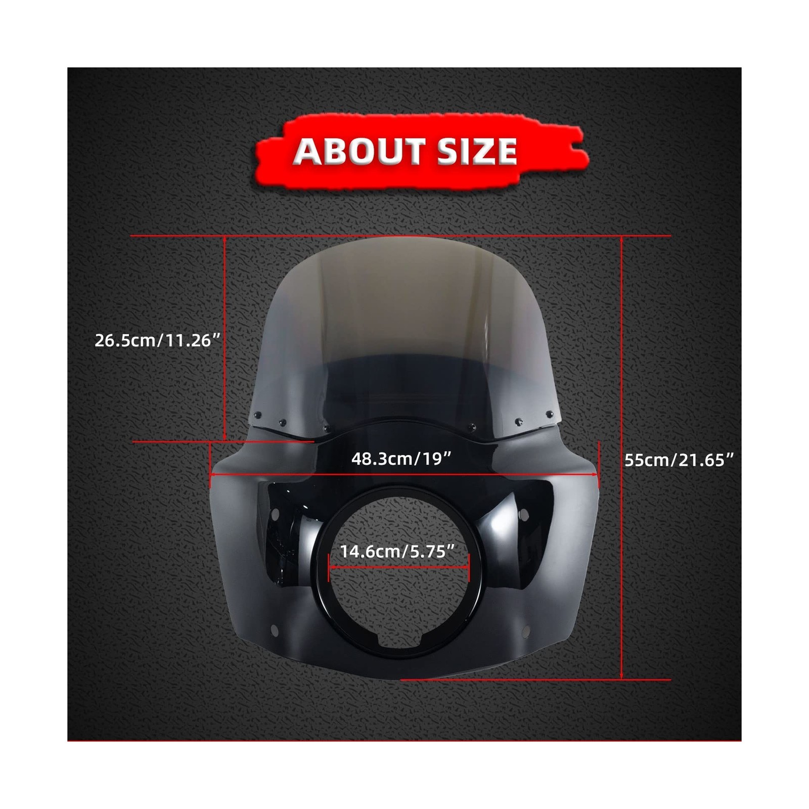 FATECIM Motorcycle 5.75″ Headlight Fairing with 11″ Smoke Windshield Windscre…