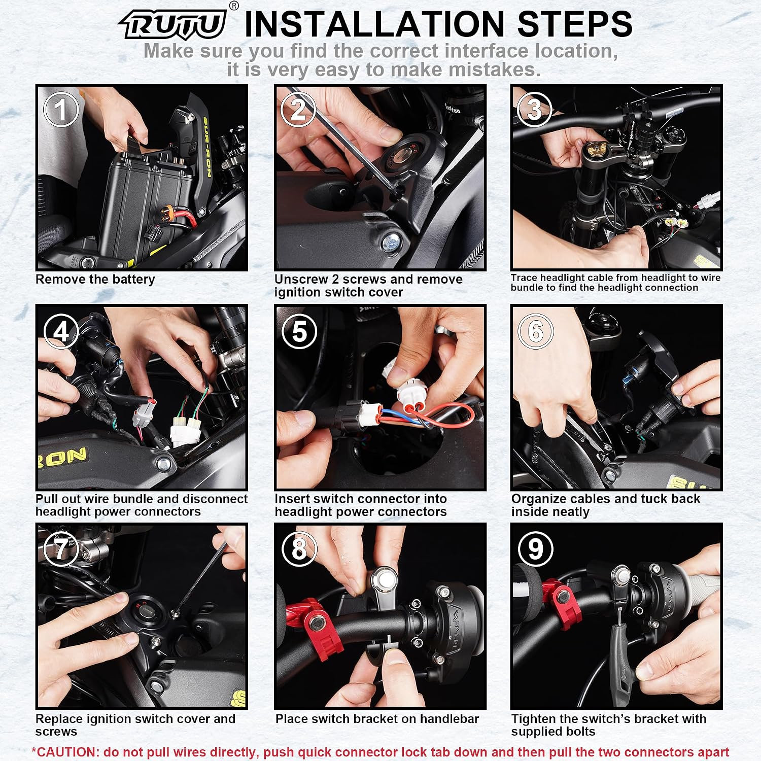 Headlight On/Off Switch Fit for Surron Light Bee, Water-Resistant Handlebar