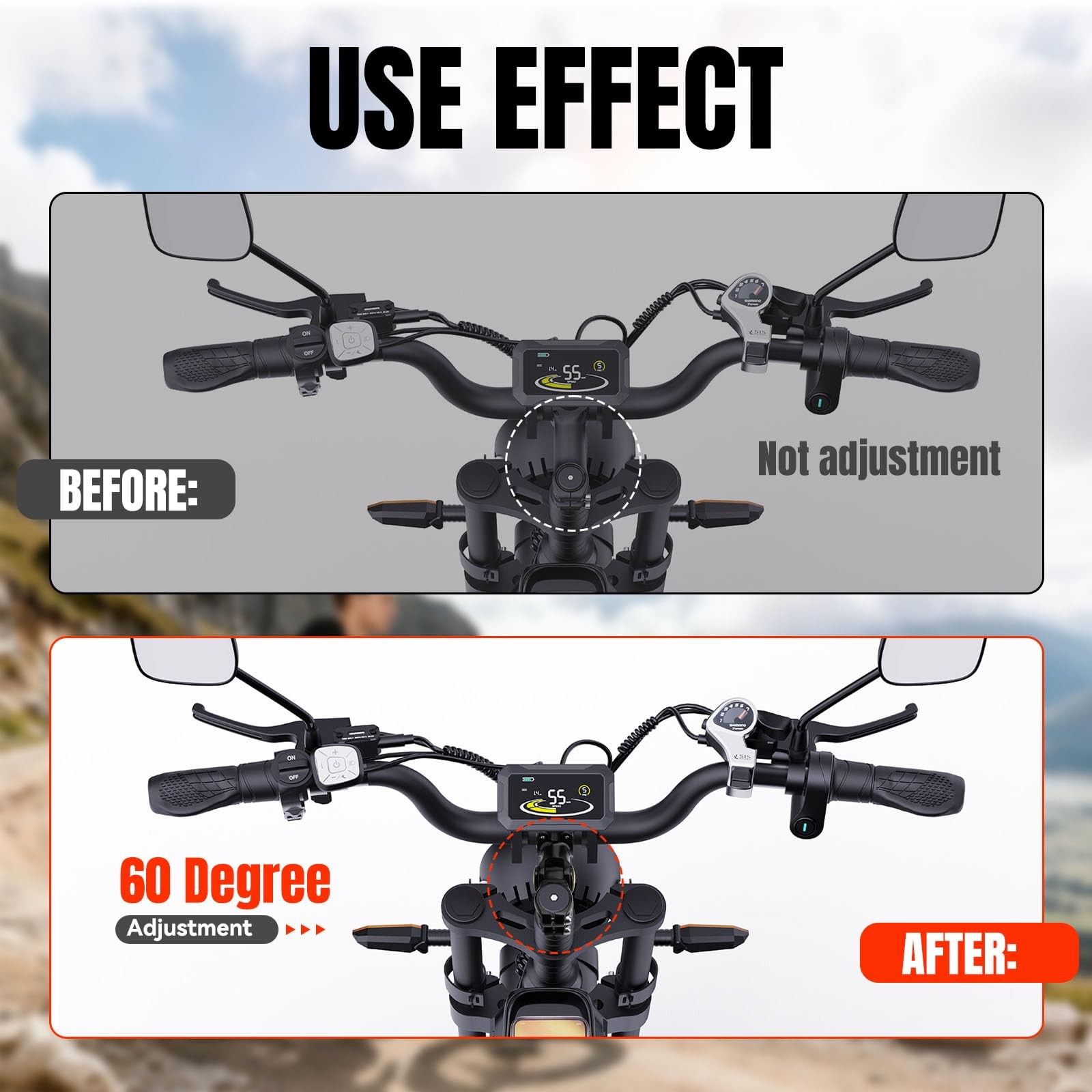 Adjustable Bike Stem 60 Degree Handlebar Riser Adaptor For Bicycle Component
