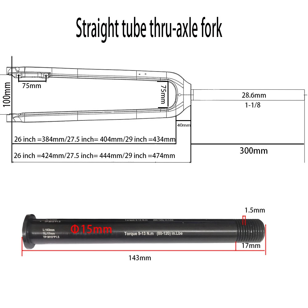Carbon MTB Bike Rigid Fork ​ Cycling Front Fork 26er 27.5er 29er 1-1/8 To 1-1/2