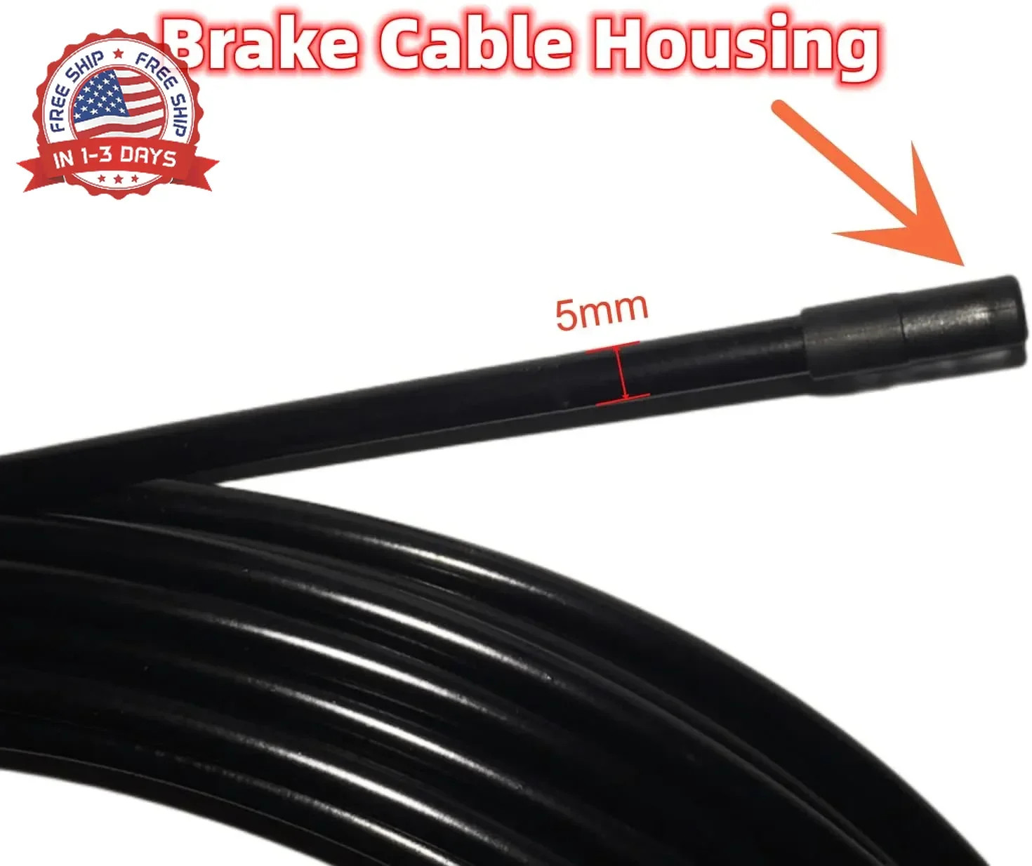 YaeMarine 5mm X 50ft Bicycle/Bike Lined Brake Cable Housing with 30Pcs Cable End