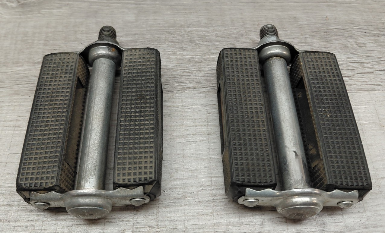 Vintage Union Block Pedals 1/2″ Germany Rubber Bike Sting Ray, Crusier