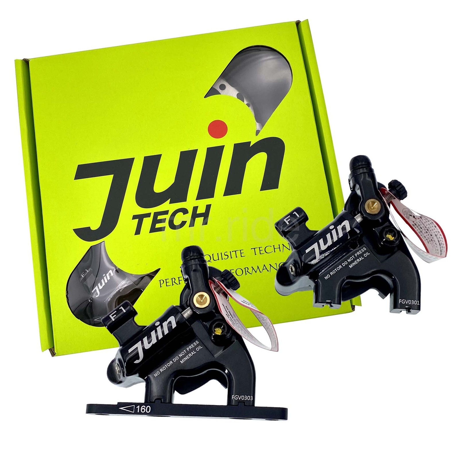 JUIN Tech F1 Hydraulic Flat mount Road/CX Bike Disc Brake set W/160 rotors Black