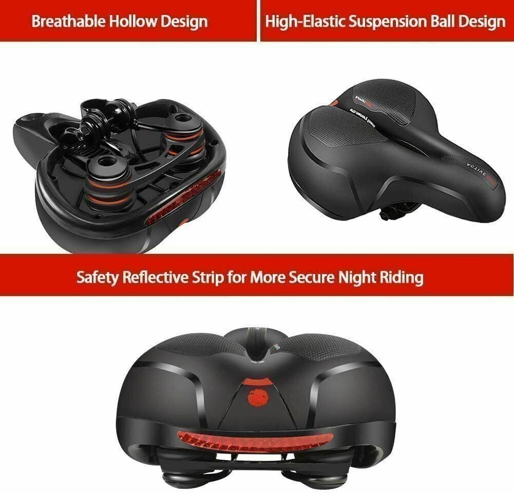 Extra Wide Big Bum Bike Bicycle Saddle Seat,Gel Cushion Sporty Soft Comfort Pad