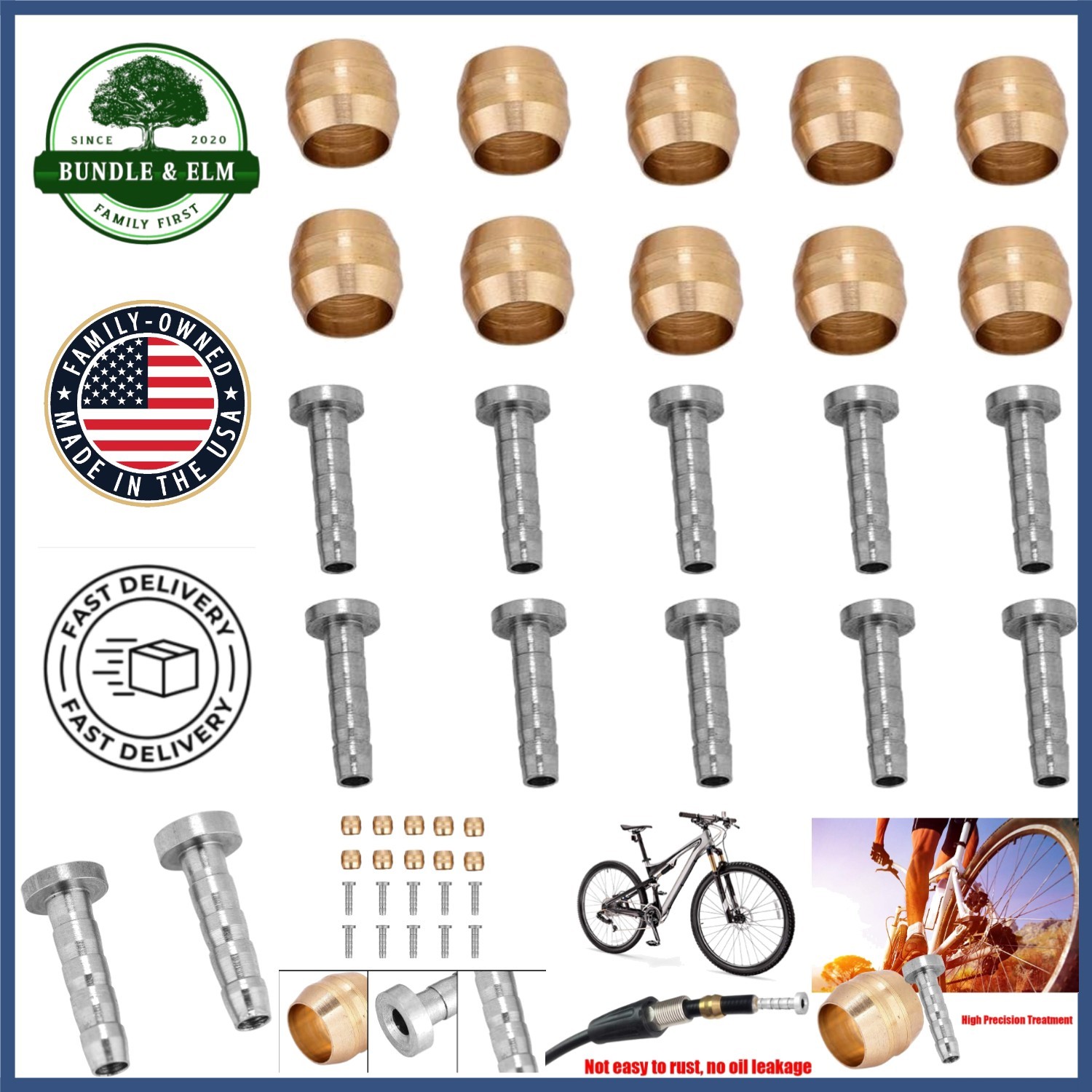 Small Replacement Parts for Hydraulic Brake Hoses, 10 Inserts Included