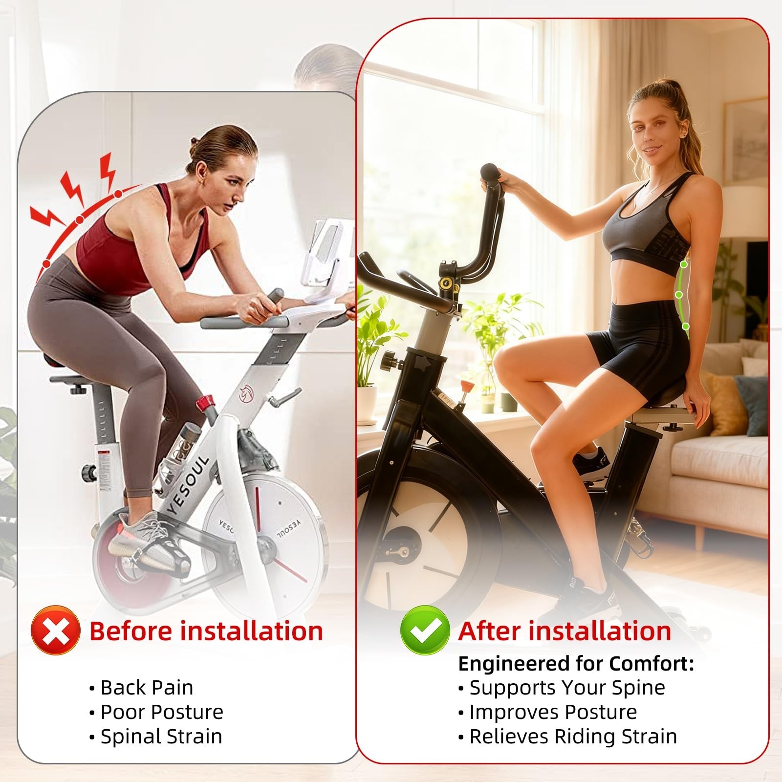 Adjustable Handlebar Extender for Indoor Exercise Bike – Non-Slip Grip Riser, Un