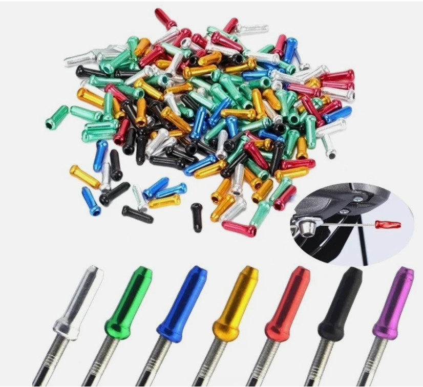 New 50 Pcs Aluminum Bike Bicycle Shifter Brake Cable Tips Caps Ends Crimps