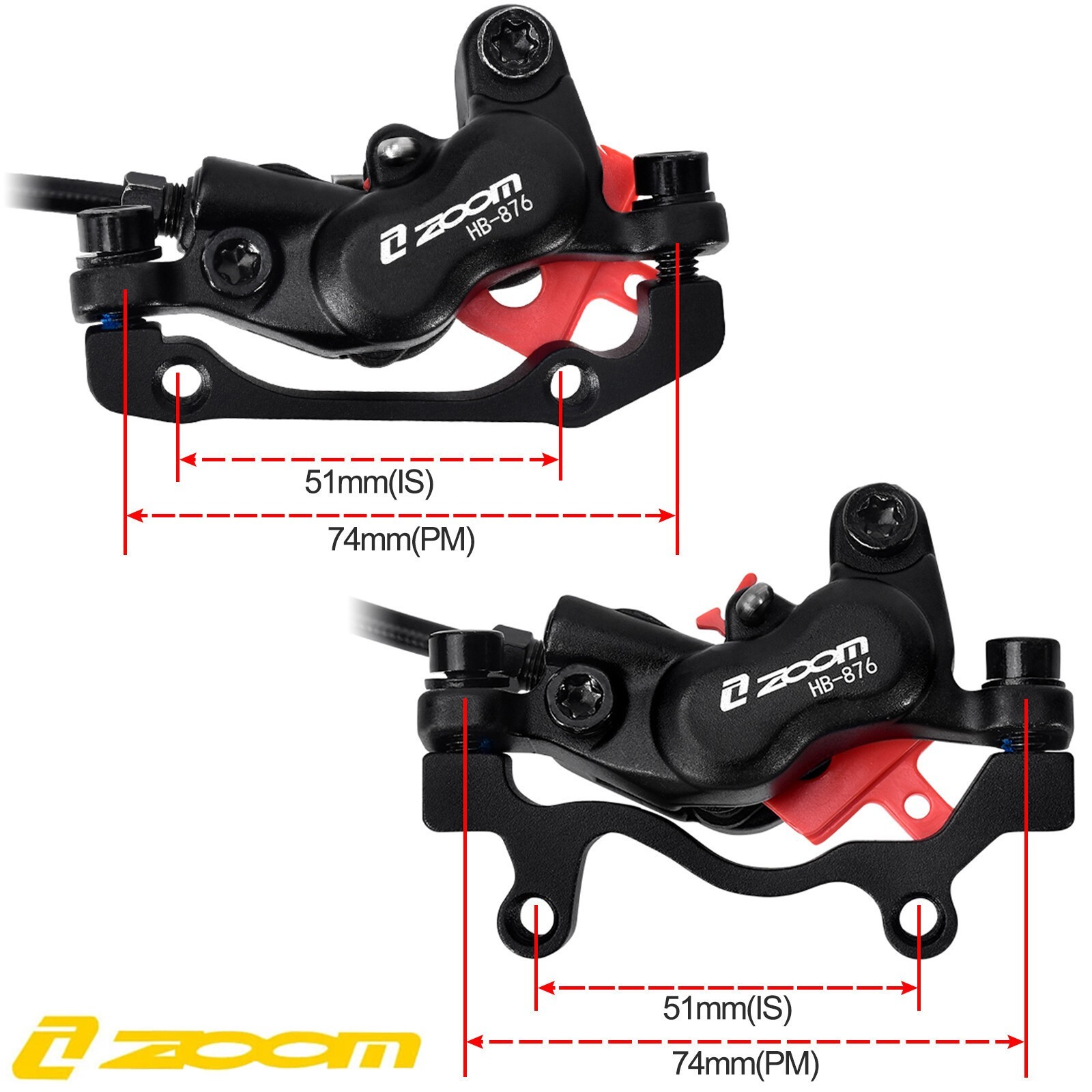 ZOOM HB876e E-Bike 4-Pistons Power off MTB Hydraulic Disc Brake Set 1110/1860MM