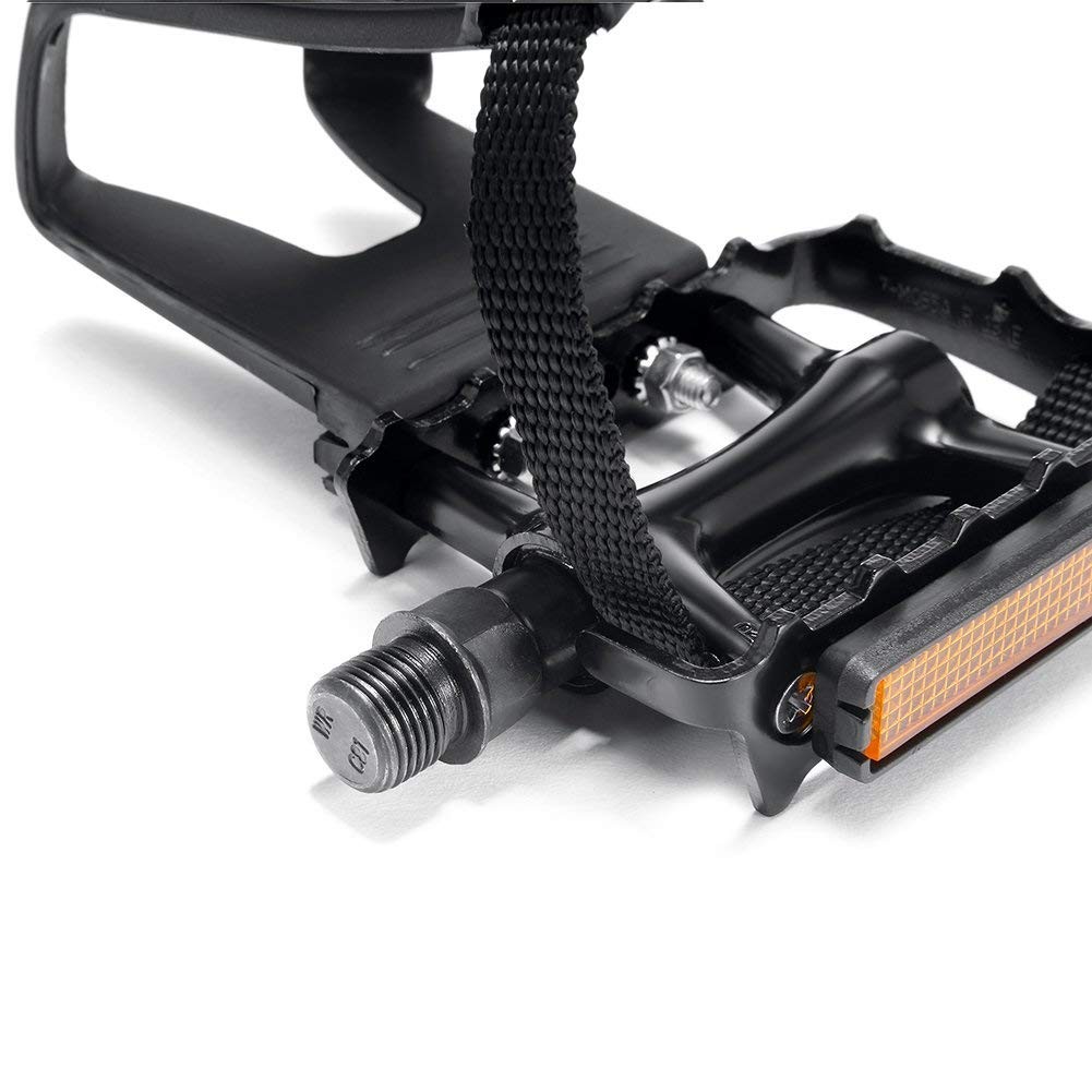 Bike Pedals With Toe Cages And Straps Universal Fit Bicycle 9/16 Inch Black